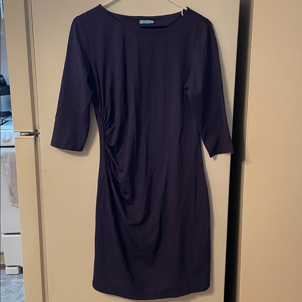 J. McLaughlin Womens Medium 3/4 Sleeve Navy Dress Everyday Classic Career Modest